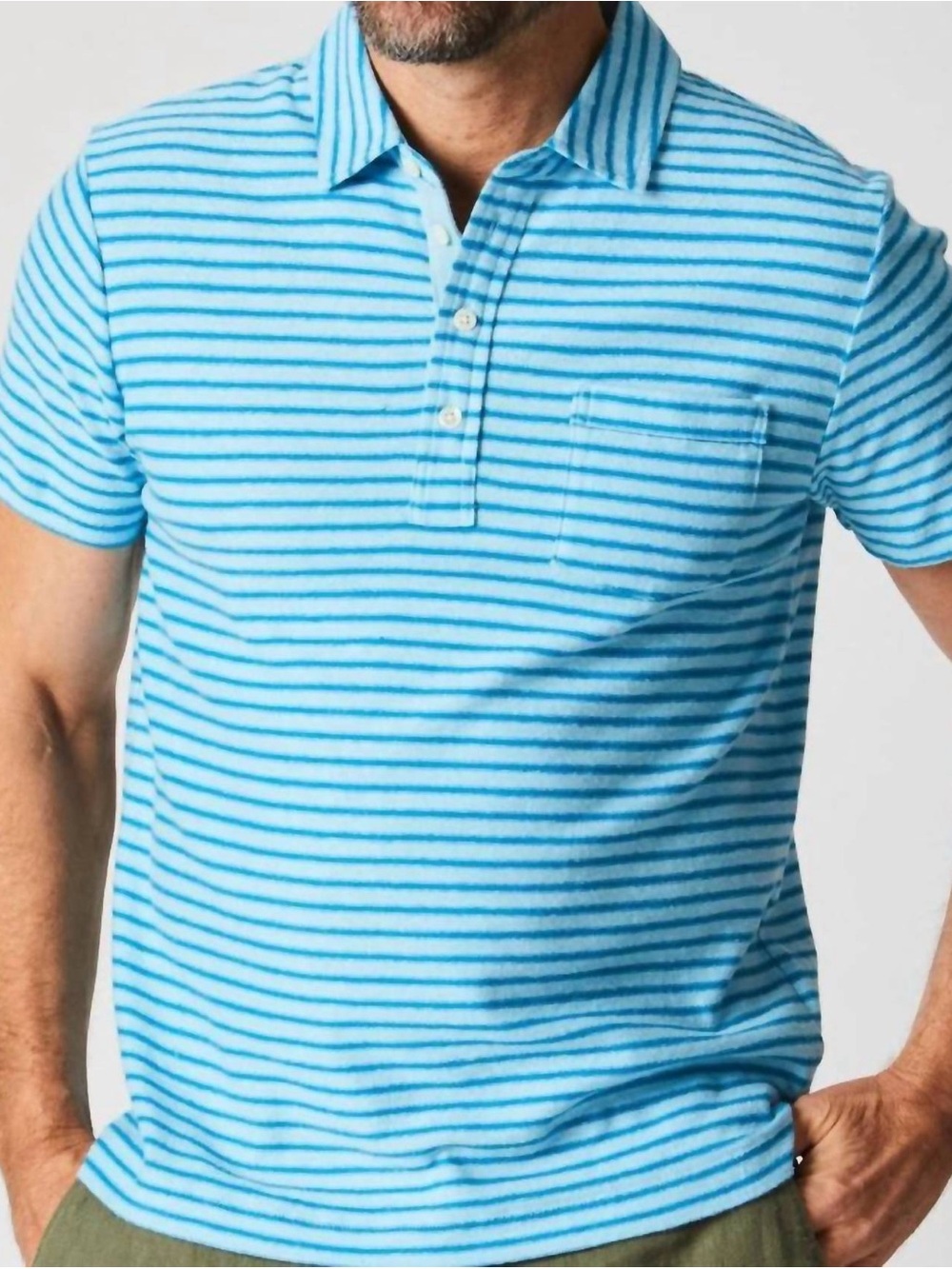 Billy Reid Blue Striped Polo